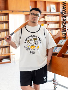 Áo Thun Bóng Rổ Cotton Dáng Rộng Cỡ Lớn Mùa Hè in Họa Tiết Hoạt Hình Phong Cách Thường Ngày Cổ Tròn Tay Ngắn Thương Hiệu Waynexzavier