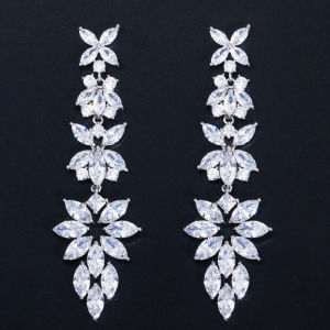 SEQUITO High Quality Goddess White Gold Color Jewelry Pave Setting Sparkle AAAAA Cubic Zirconia Super Long Drop Dangle Crystal Earrings Anniversary Gift SE776