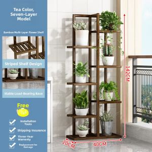 Indoor Living Room Multi-layer Floor-standing Solid Wood Plant Stand European Style Succulent Green Ivy Shelf Flower Rack