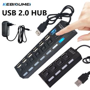 Kebidumei | KEBIDUMEI 7 Port USB 2.0 HUB Multi Splitter Expander With Independent Switch USB Dock Station Computer Accessories For PC Laptop