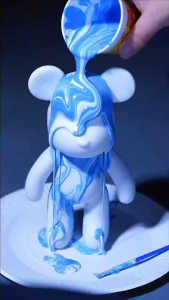 DIY Fluid Keychain Bear Paint Handmade Toys Art Model Material Liquid Painting