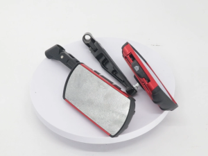 High-quality plastic and metal motorcycle mirror with high-definition surface for wide rear view.