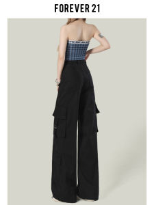 High Waist Loose Fit American Style Workwear Wide Leg Pants for Women Black Casual Trousers High Street Design Sensation