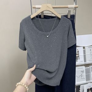 QIAOXIZI | Sparkly Comfortable Slimming T-Shirt Blouse