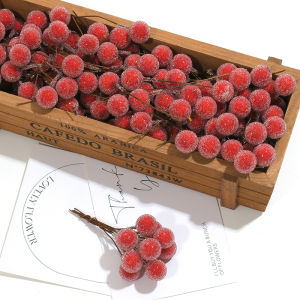 50PCS/pack Artificial Red Small Berries for DIY Christmas Wreath Greeting Card Gift Box Decoration Handmade Christmas Decoration