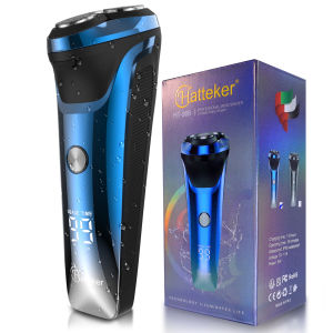 Hatteker Trimmer Smart Digital Display Rechargeable Electric Shaver 3-Blade Cordless Mens Razor for Precision Shaving
