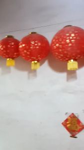 2PCS Lampion Polos Kain Sutra Lampion Topi Lampion 100 Fuk Lampion Gambar Tahun Baru China