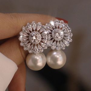 Romantic Women Stud Earrings Imitation Pearl Delicate Female Earring for Party Fine Gift Top Quality Jewelry Earring
