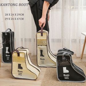 Tas Sepatu Boots Travel Organizer Ritsleting Penyimpanan Kotak Sepatu Bot Tahan Debu Visual Boots Storage