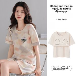 MiiOW | Bộ đồ ngủ cotton nguyên chất mùa hè cho nữ tay ngắn quần ngắn thường ngày đơn giản bộ đồ mặc nhà mới 2025