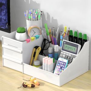 Desktop Makeup Organizer with Drawers Black PP Cosmetic Storage Box Lipstick Holder for Bathroom Vanity