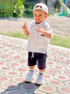 Setelan Kemeja Anak Laki Laki Over Size Celana Cargo Drill Warna Hitam Dan Putih Ukuran 6Bulan - 1-6Tahun Trend Masa Kini