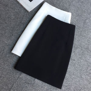 กระโปรงทรงเอเอวสูงสีดำ กระโปรงยาวครึ่งแข้งสำหรับผู้หญิง ฤดูใบไม้ผลิและฤดูร้อน สไตล์ทำงาน เสื้อผ้าทำงาน กระโปรงทรงเอ