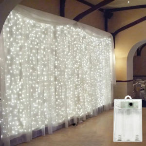 LED Curtain Light String Wedding Birthday Party Decor Battery Powered Festival Decoration for Home Valentines Day Eid Mubarak
