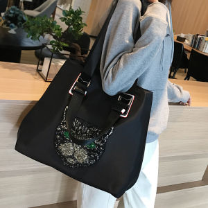 2024 New Large Capacity Oxford Cloth Travel Shopping Bag Single Shoulder Sparkling Cat Head Womens Bag Fitness Bag Portable