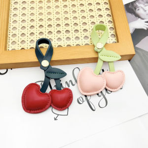 New Bag Charm Accessories Handbag Pendant Cherry Creative Cherry Keychain Schoolbag Love Heart Leather Handbag Accessories ﻿