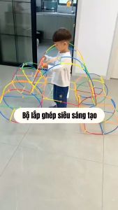 Bộ Lắp Ráp Hình Que Ống Hút 4D STRAW BUILDING BLOCK 500 Chi Tiết Đồ Giáp Dục Giúp Trẻ Giải Phóng Trí Tưởng Tượng Tư Dua Logic - Tiệm Nhà Sóc 2023