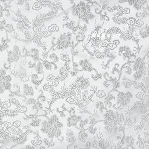 Pure White Chinese Style Hanfu Outerwear Vest Tea Table Mat DIY Silk Fabric Dragon Pattern Brocade Material Home Decor