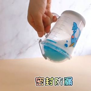 400ml Cartoon Glass Milk Cup Water Cup Coffee Cup with Straw Cup with Handle