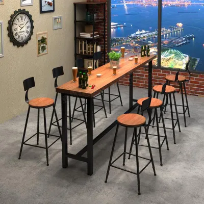 QIUZHISE | Rustic Iron Tall Table Bar Stools American Long Dining Table