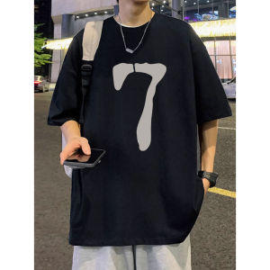 เสื้อยืดคอกลมแขนสั้นผ้าฝ้ายแท้สีดำสำหรับผู้ชาย ทรงหลวม ปิดกาว ปกโปโล เทรนด์ฤดูร้อน 2025 เสื้อเชิ้ตคอตตอนที่ทนทานต่อรอยยับ