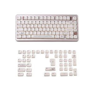 Sand Cat Glossy Keycaps Double Shot MOA Profile ABS Keycaps Round Minimalist White For MX Mechanical Keyboard