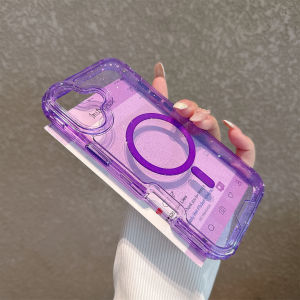 ล้างไร้สายชาร์จโทรศัพท์สําหรับiPhone 11 12 13 14 15 16 Pro Max PC + TPU Blingเกราะกันกระแทกโปร่งใสฝาครอบแม่เหล็ก