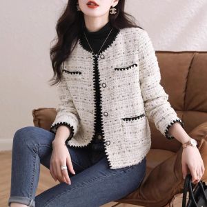 Elegant Lady Winter Coat Short Tweed