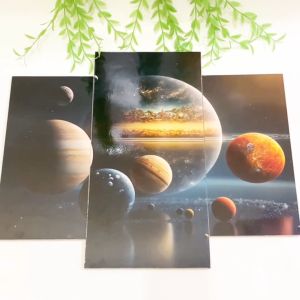 HIASAN DINDING SET PLANETARIUM WALLDECOR 3 IN 1 NUANSA ABSTRAK PLANET BLACK CREATIVE HIASAN DAN PAJANGAN RUMAH KAYU AESTHETIC KEKINIAN
