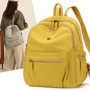 Korean Style Lightweight Nylon Canvas Ladies Backpack Fashionable Travel Hiking Bag with Padded Back Support And Internal Compartments