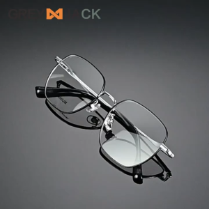 Grey Jack Kacamata Frame Model Kotak Bahan Titanium Fashionable Bisnis Pria Wanita Bisa Minus Ringan Kokoh 98598