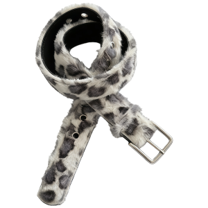 Y2K Leopard Print Plush Pants Belt – Punk Street Hip - Hop Style High - end Pin - buckle Waist Accessory Trendy & Stylish