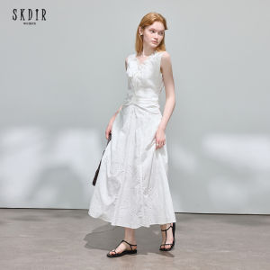 Elegant French Style Cotton V-Neck A-Line Dress