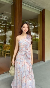 (Pre-order พร้อมส่ง 18/12)NOOZZSHOP 6911627 เดรสยาวงานปักดอกไม้ ชุดไปงาน