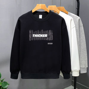 American Style Thickened Long Sleeve Hoodie Mens Loose Fit Overhead round Neck Casual Fleece Lined Outerwear Base Layer