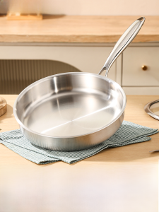 กระทะเหล็กไร้ฝอยแบบไม่ติดสำหรับใช้ในบ้าน กระทะเนื้อสเตนเลส 316 ที่หนาพิเศษสำหรับใช้กับเตาแม่เหล็กไฟฟ้า กระทะเนื้อหมู