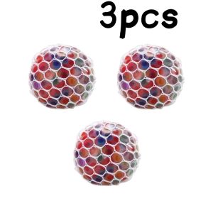 Meade | 1/3/7PCS 6cm Kids Rainbow Bead Stress Ball TPR Squeeze Grape Ball Vent Decompression Fidget Toy Relaxing Ball for Adults and Tee