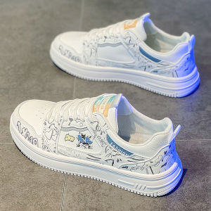 Giày Thể Thao Nam Mùa Hè Đế Phẳng Thường Ngày Thời Trang Đa Năng Cho Học Sinh Đế Thấp Đế Bằng Lưới PU Giày Thể Thao Màu Trắng