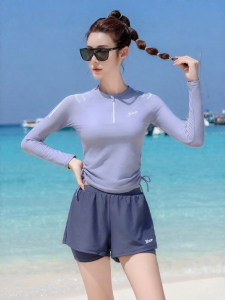 XTEP | Shapely Conservative Two-Piece Long Sleeve Swimsuit