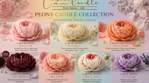 NiJen Handmade Peony Flower Scented Candle Decorative Soy Wax Candle for Home Decor Gift Wedding Favor Aromatherapy
