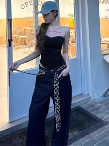 BILLI ZILLY | Millennial Trendy Long Narrow Silk Scarf Womens Retro Leopard Print Waist Belt Jeans Accessory Y2K New Waist Rope