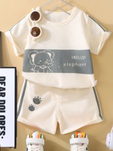 Korean Style Baby Boy Girl Short Sleeve Thin Cotton Clothes Set Cartoon Print Casual Wear for Toddlers And Kids