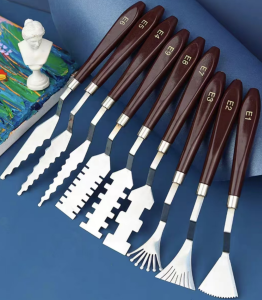 9Pcs Texture Art Scraper Color Knife Special-Shaped Scraper Head Tooth Shape Color Knife Oil Painting Acrylic Paint Scraper​