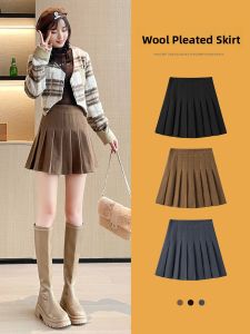 YINQING | Brown Melade Slimming A-Line Mini Skirt