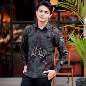 Kemeja Batik Pria Lengan Panjang Tama Baju Batik Cowok Formal Casual Slim fit Laskala Azmil Batik Terbaru
