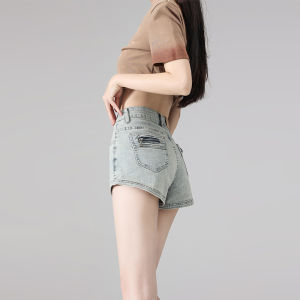 High Waist Stretchy Slimming Straight A-Line Mini Shorts Womens Summer New Style American Hot Girl Denim Shorts Cotton Elastomer