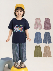 YOEHYAUL | Retro Striped Loose Straight Summer Cotton Breathable Casual Pants