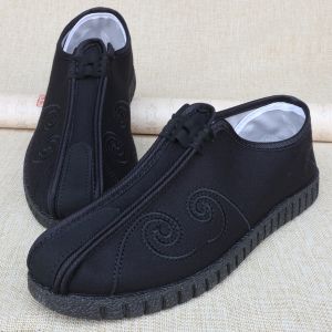 Beijing Mens Cloth Shoes Spring Autumn Single Stitch Casual Middle-aged Trendy Retro Embroidery Comfortable Flat Heel Footwear