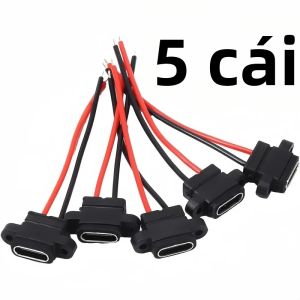 Đầu Nối Ổ Cắm Type-C Nữ Cổng Sạc 3A Có Vòng Cao Su Chống Nước USB-C Ổ Cắm Sạc USB-C Ổ Cắm Nữ Cho Các Thiết Bị Điện Tử