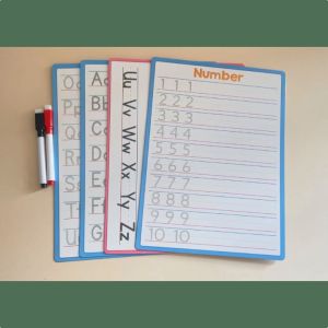 Reusable Numbers (1-10) and Alphabet Handwriting Practice Cards Free with Erasable Markers Learn To  letters ABC White Board Double-sided Big Card Learning Tool Educational Toy for Kids Toddler Preschooler